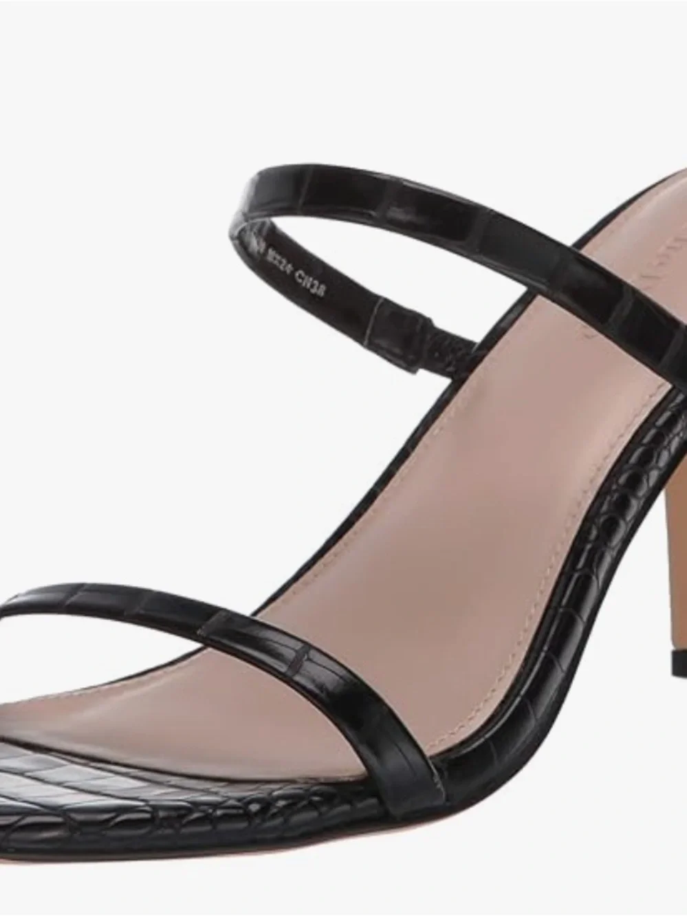 The Drop Black Croc-Embossed Strappy Heeled Sandals 8.5 VGUC